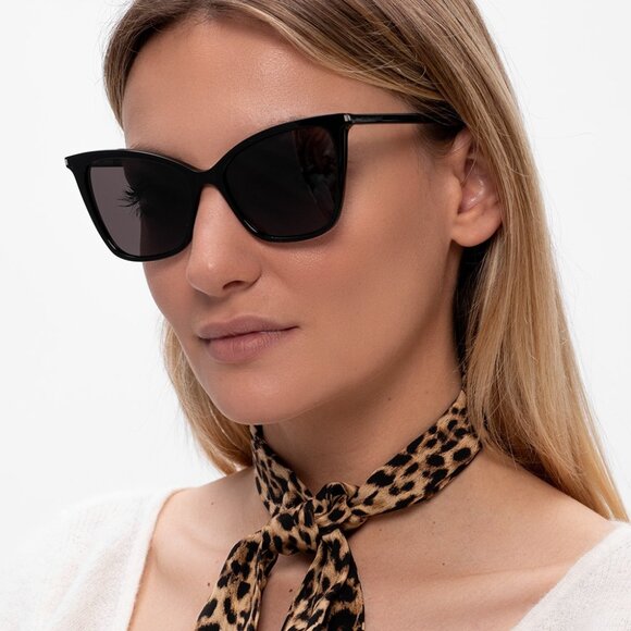 Saint Laurent SL384 002 Cat Eye Sunglasses - Havana/Green - Picture 2 of 10